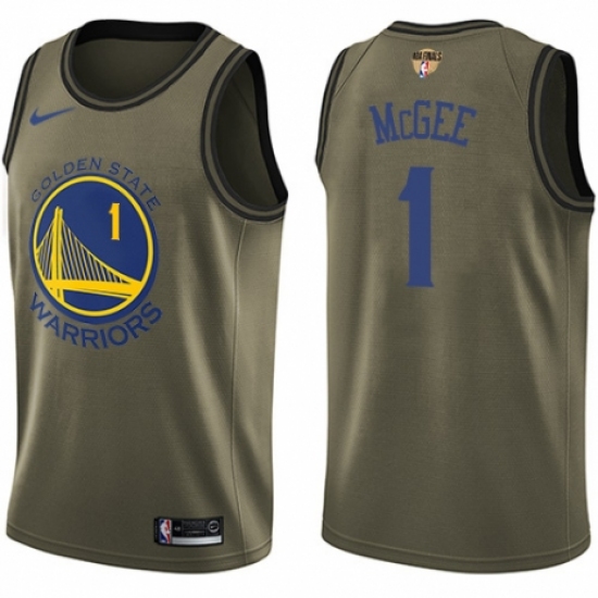 Men's Nike Golden State Warriors #1 JaVale McGee Swingman Green Salute to Service 2018 NBA Finals Bound NBA Jersey - Ujersey