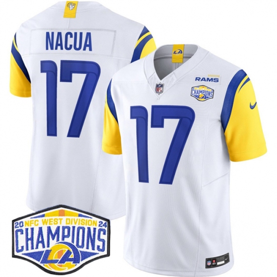 Men's Los Angeles Rams #17 Puka Nacua White 2024 NFC West Champions F.U.S.E. Vapor Untouchable Stitched Football Jersey - Ujersey