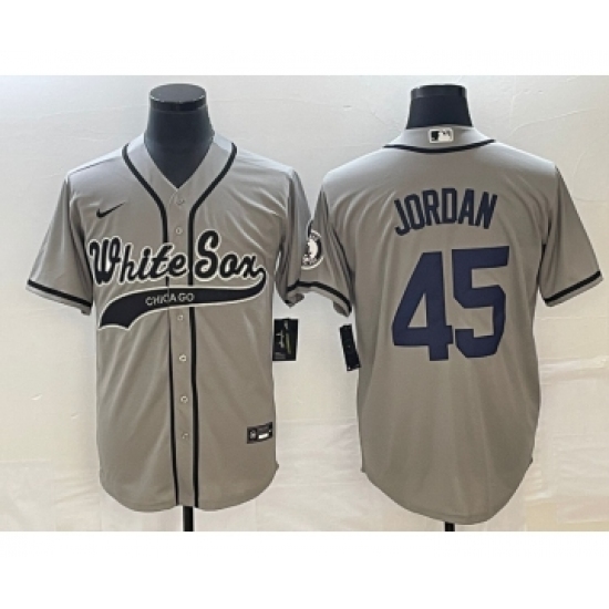 Men's Chicago White Sox #45 Michael Jordan Grey Cool Base Stitched Baseball Jersey1 - Ujersey