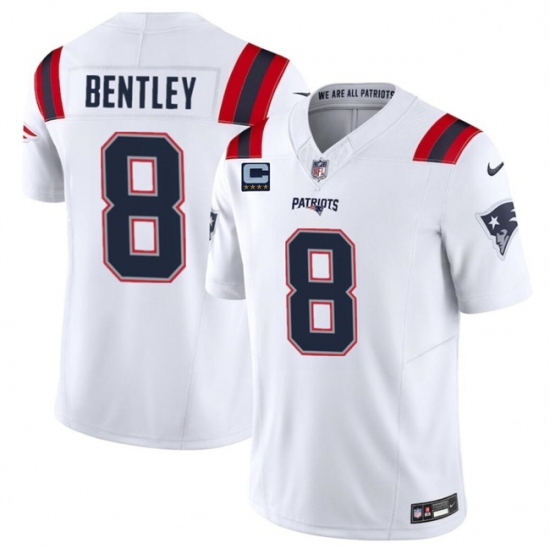 Men's New England Patriots #8 Ja'Whaun Bentley White F.U.S.E. With 4-Star C Vapor Limited Stitched Football Jersey - Ujersey