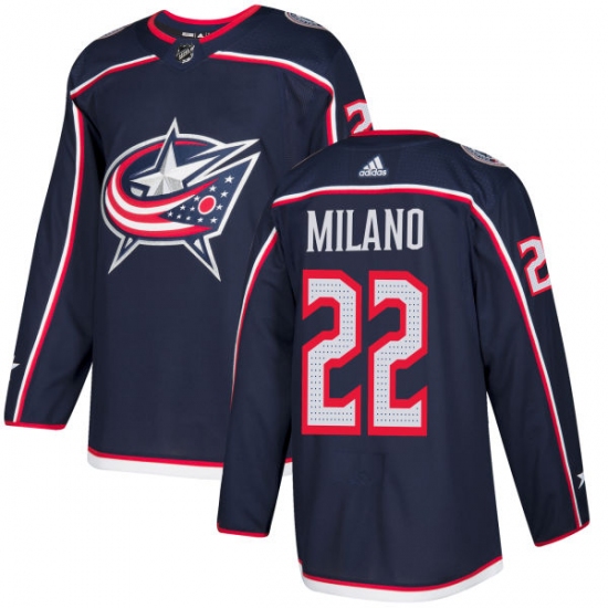 Men's Adidas Columbus Blue Jackets #22 Sonny Milano Authentic Navy Blue Home NHL Jersey - Ujersey
