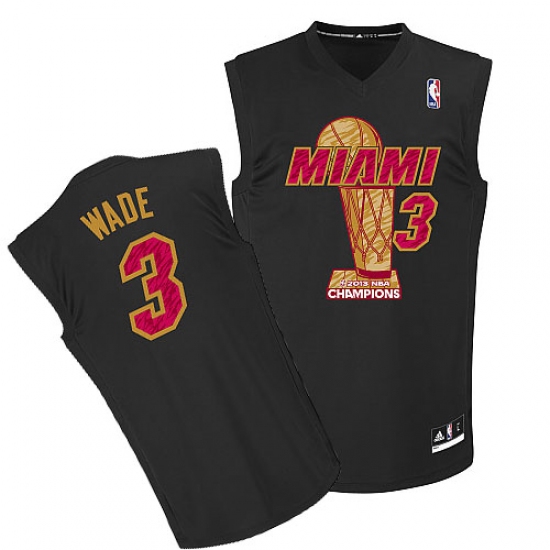 Men's Adidas Miami Heat #3 Dwyane Wade Authentic Black Finals Champions NBA Jersey - Ujersey