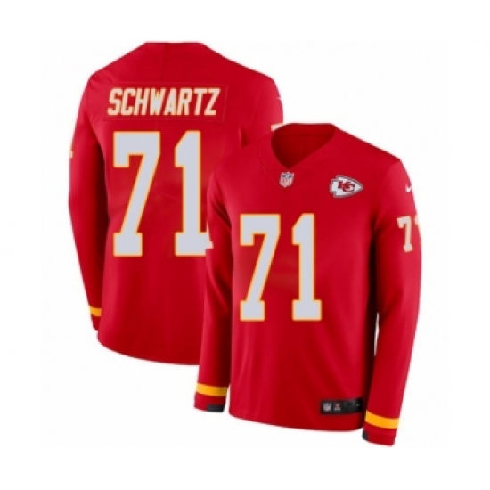 Men's Nike Kansas City Chiefs #71 Mitchell Schwartz Limited Red Therma Long Sleeve NFL Jersey - Ujersey