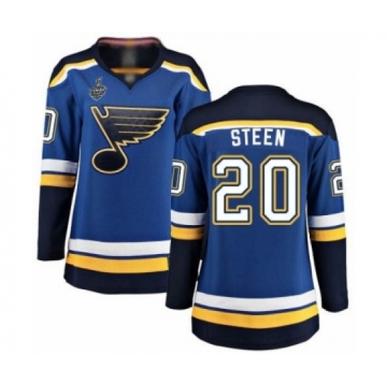 Women's St. Louis Blues #20 Alexander Steen Fanatics Branded Royal Blue Home Breakaway 2019 Stanley Cup Final Bound Hockey Jersey