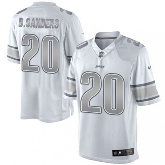 Men's Nike Detroit Lions #20 Barry Sanders Limited White Platinum NFL Jersey - Ujersey