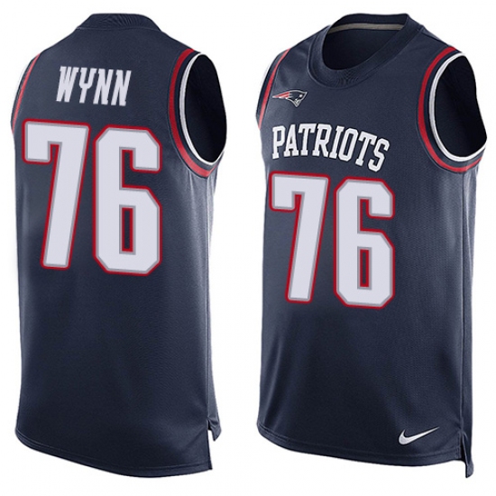 Men's Nike New England Patriots #76 Isaiah Wynn Limited Navy Blue Player Name & Number Tank Top NFL Jersey - Ujersey
