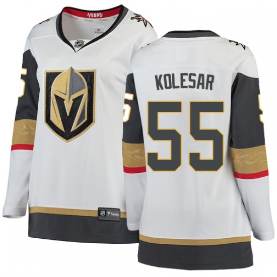 Women's Vegas Golden Knights #55 Keegan Kolesar Authentic White Away Fanatics Branded Breakaway NHL Jersey - Ujersey