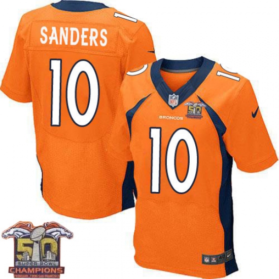 Men's Nike Denver Broncos #10 Emmanuel Sanders Elite Orange Team Color Super Bowl 50 Champions NFL Jersey - Ujersey