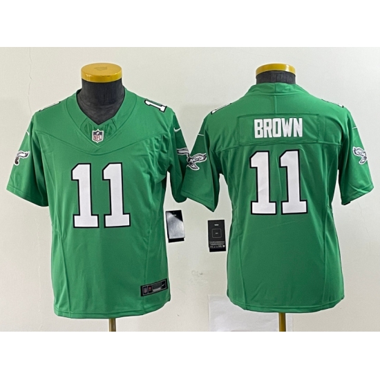 Youth Nike Philadelphia Eagles #11 A.J. Brown Green 2023 F.U.S.E. Vapor Limited Throwback Stitched Football Jersey - Ujersey