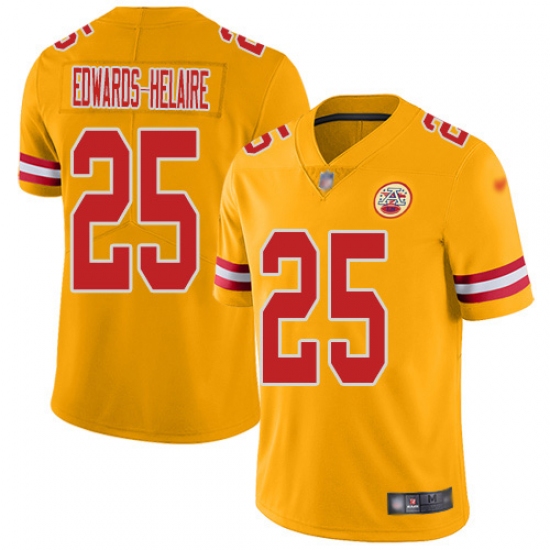 Men's Kansas City Chiefs #25 Clyde Edwards-Helaire Gold Stitched Limited Inverted Legend Jersey - Ujersey