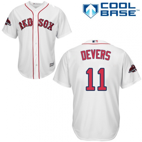 Youth Majestic Boston Red Sox #11 Rafael Devers Authentic White Home Cool Base 2018 World Series Champions MLB Jersey - Ujersey