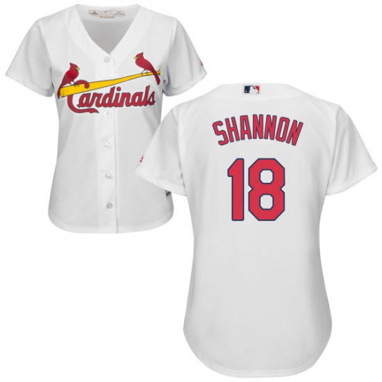 Women's Majestic St. Louis Cardinals #18 Mike Shannon Authentic White Home Cool Base MLB Jersey - Ujersey