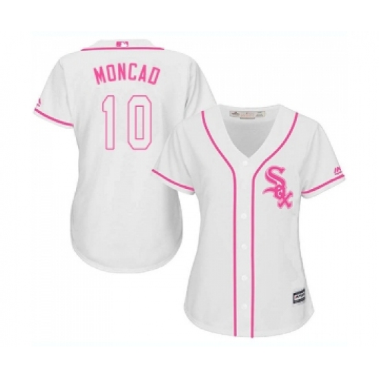 Women's Majestic Chicago White Sox #10 Yoan Moncada Replica White Fashion Cool Base MLB Jerseys - Ujersey