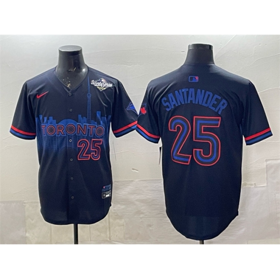 Men's Toronto Blue Jays #25 Anthony Santander Navy 2025 World Series City Connect Limited Stitched Baseball Jersey - Ujersey