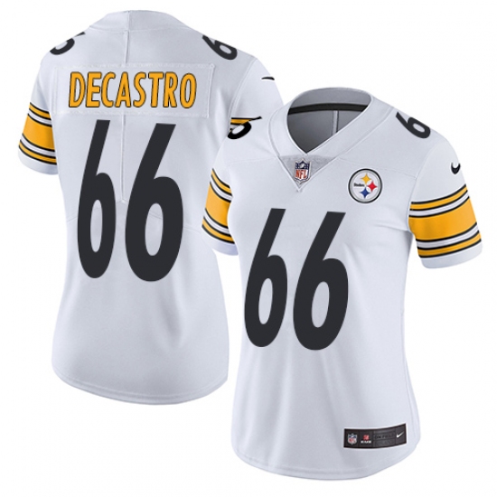 Women's Nike Pittsburgh Steelers #66 David DeCastro White Vapor Untouchable Limited Player NFL Jersey - Ujersey