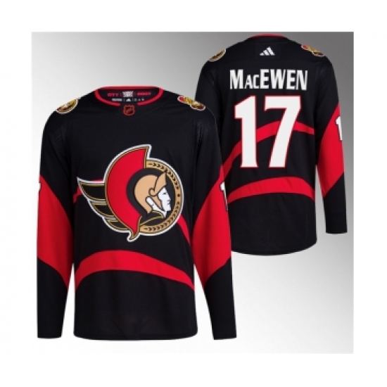 Men's Ottawa Senators #17 Zack MacEwen Black Reverse Retro Stitched Jersey - Ujersey