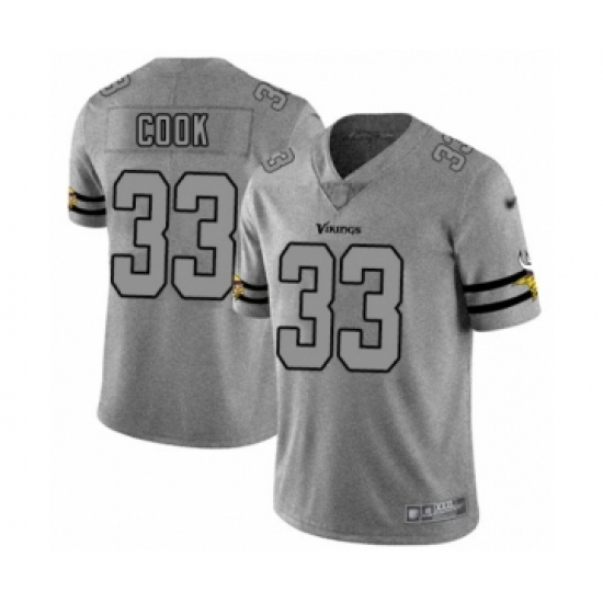 Men's Minnesota Vikings #33 Dalvin Cook Limited Gray Team Logo Gridiron Football Jersey - Ujersey