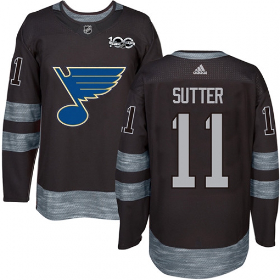 Men's Adidas St. Louis Blues #11 Brian Sutter Authentic Black 1917-2017 100th Anniversary NHL Jersey - Ujersey
