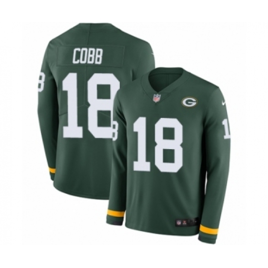 Youth Nike Green Bay Packers #18 Randall Cobb Limited Green Therma Long Sleeve NFL Jersey - Ujersey