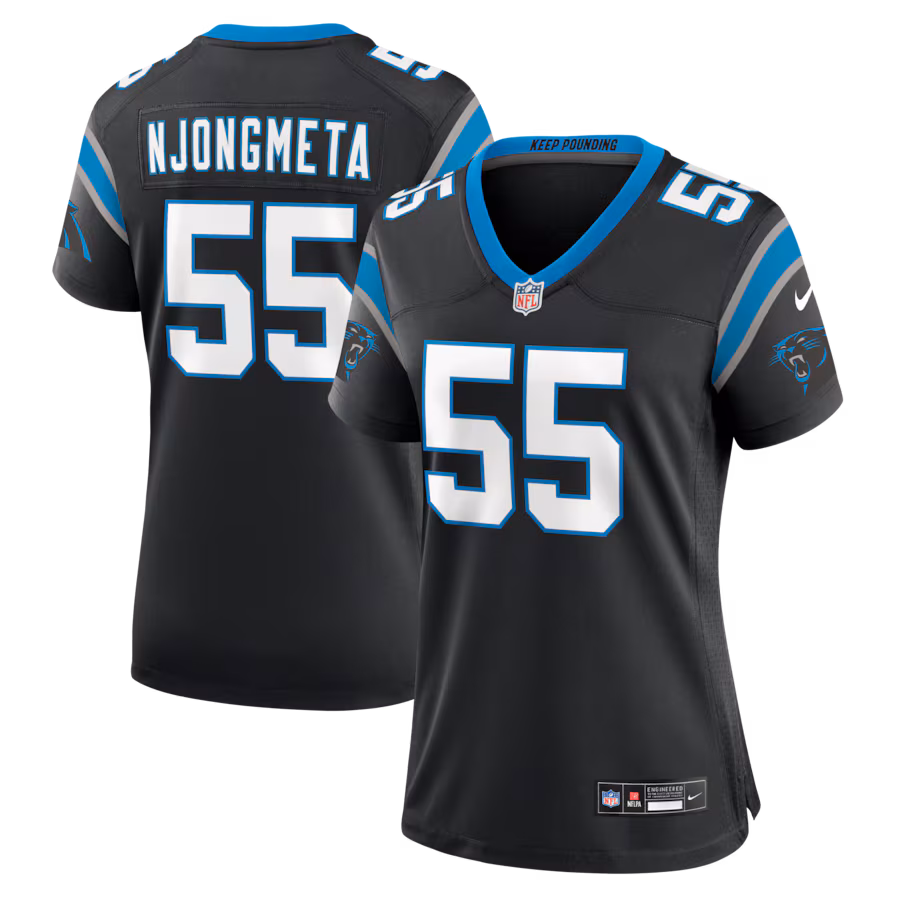 Women's Carolina Panthers Maema Njongmeta Nike Black Team Game Jersey - Ujersey