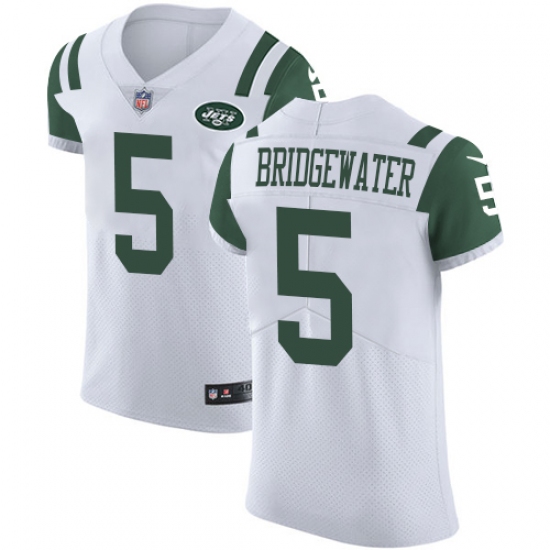 Men's Nike New York Jets #5 Teddy Bridgewater White Vapor Untouchable Elite Player NFL Jersey - Ujersey