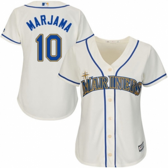 Women's Majestic Seattle Mariners #10 Mike Marjama Authentic Cream Alternate Cool Base MLB Jersey - Ujersey