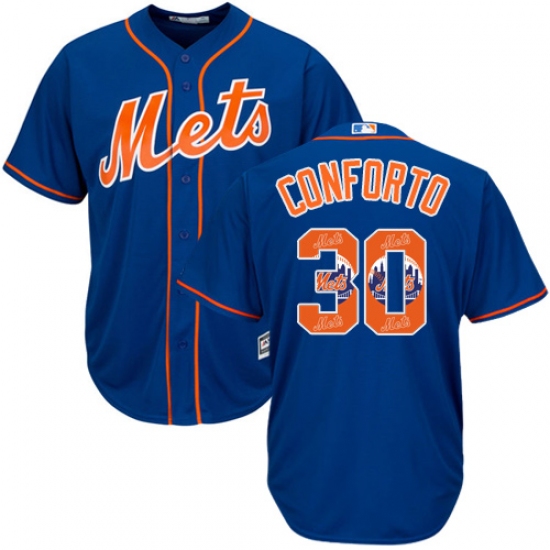 Men's Majestic New York Mets #30 Michael Conforto Authentic Royal Blue Team Logo Fashion Cool Base MLB Jersey - Ujersey