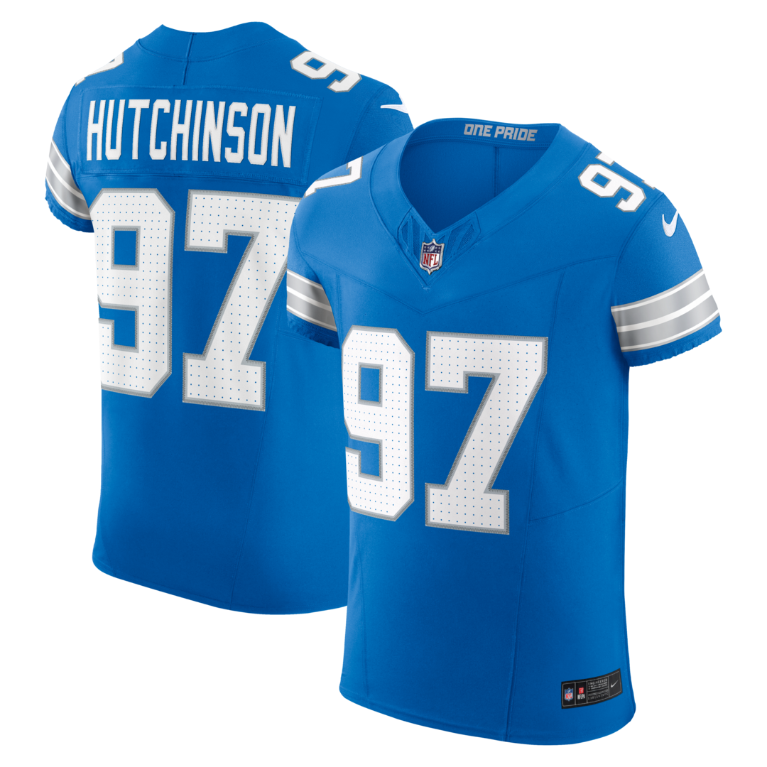 Men's Detroit Lions Aidan Hutchinson Nike Blue Team Vapor F.U.S.E. Elite Jersey - Ujersey