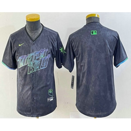 Youth Tampa Bay Rays Blank Charcoal 2024 City Connect Limited Stitched Jersey - Ujersey