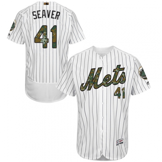 Men's Majestic New York Mets #41 Tom Seaver Authentic White 2016 Memorial Day Fashion Flex Base MLB Jersey - Ujersey