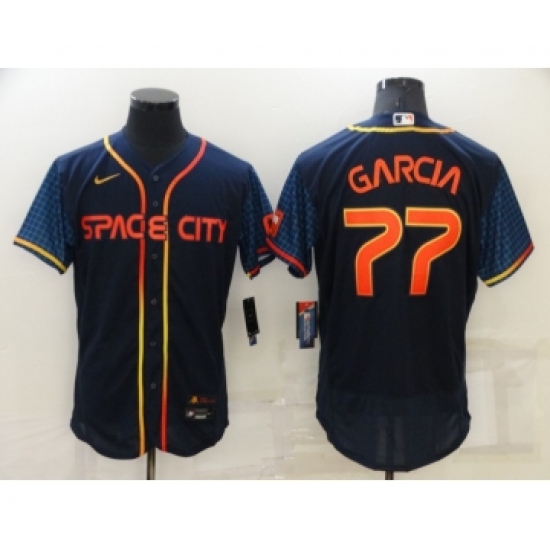 Men's Houston Astros #77 Luis Garcia 2022 Navy Blue City Connect Flex Base Stitched Baseball Jersey - Ujersey
