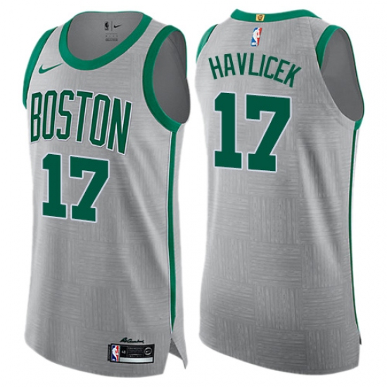 Men's Nike Boston Celtics #17 John Havlicek Authentic Gray NBA Jersey - City Edition - Ujersey