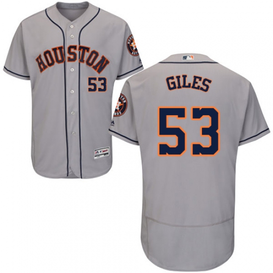 Men's Majestic Houston Astros #53 Ken Giles Grey Flexbase Authentic Collection MLB Jersey - Ujersey