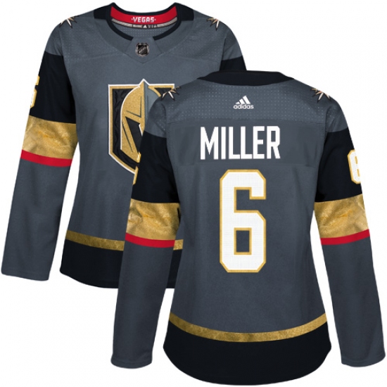Women's Adidas Vegas Golden Knights #6 Colin Miller Authentic Gray Home NHL Jersey