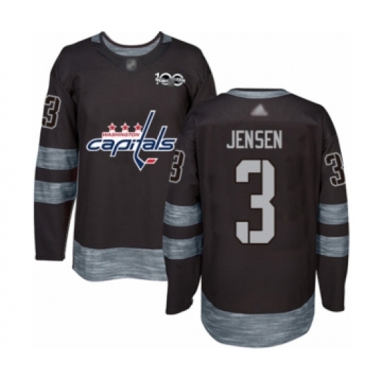 Men's Washington Capitals #3 Nick Jensen Authentic Black 1917-2017 100th Anniversary Hockey Jersey - Ujersey