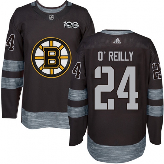 Men's Adidas Boston Bruins #24 Terry O'Reilly Authentic Black 1917-2017 100th Anniversary NHL Jersey - Ujersey