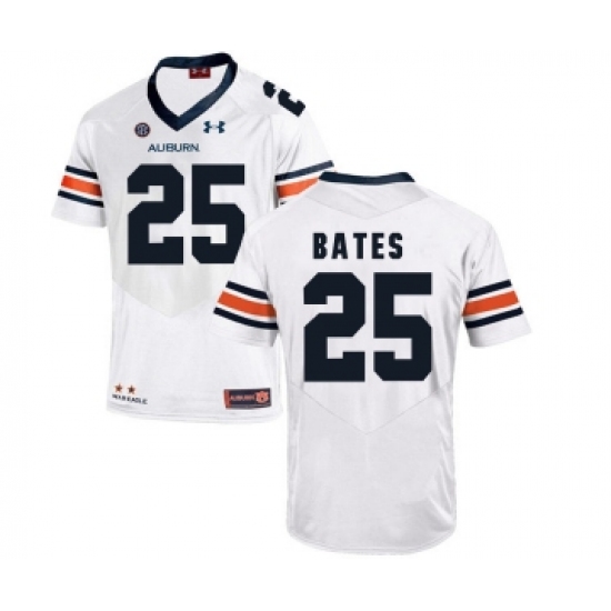 Auburn Tigers 25 Daren Bates White College Football Jersey - Ujersey