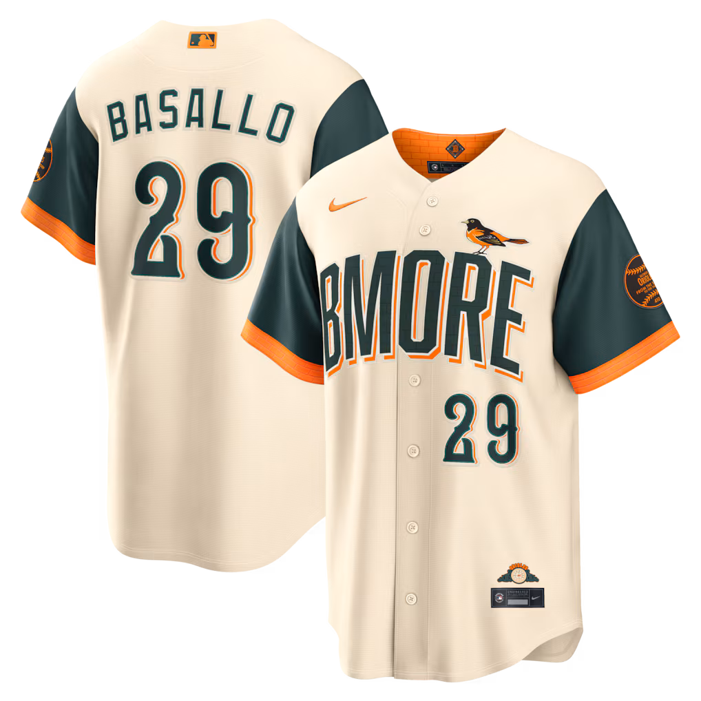 Men's Baltimore Orioles Samuel Basallo Nike Cream 2026 City Connect Stadium Jersey