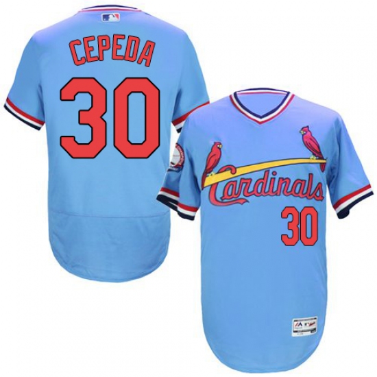 Men's Majestic St. Louis Cardinals #30 Orlando Cepeda Light Blue Flexbase Authentic Collection Cooperstown MLB Jersey - Ujersey
