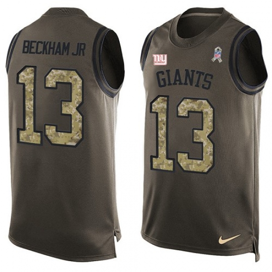 Men's Nike New York Giants #13 Odell Beckham Jr Limited Green Salute to Service Tank Top NFL Jersey - Ujersey