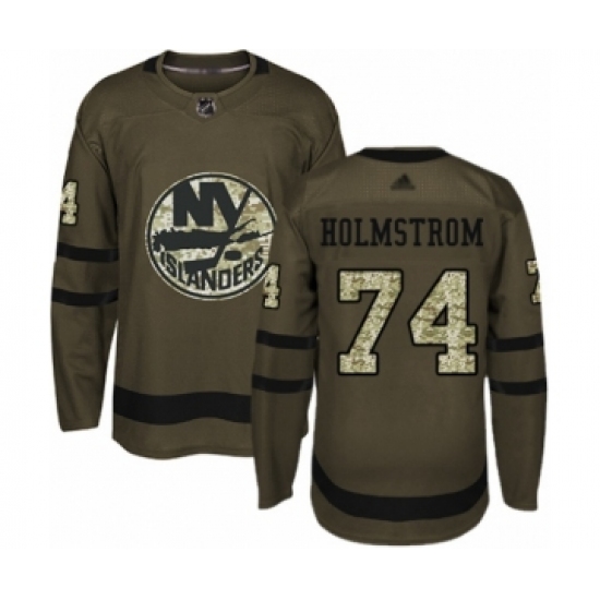 Men's New York Islanders #74 Simon Holmstrom Authentic Green Salute to Service Hockey Jersey - Ujersey