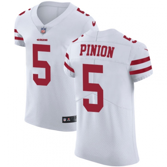 Men's Nike San Francisco 49ers #5 Bradley Pinion White Vapor Untouchable Elite Player NFL Jersey - Ujersey
