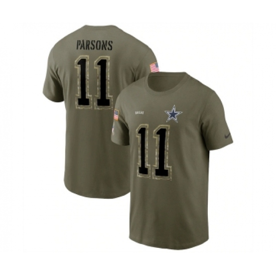 Men's Dallas Cowboys #11 Micah Parsons 2022 Olive Salute to Service T-Shirt