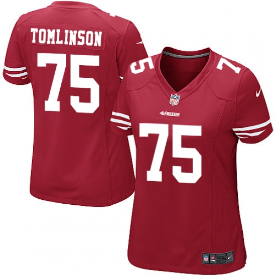 Women's Nike San Francisco 49ers #75 Laken Tomlinson Game Red Team Color NFL Jersey - Ujersey