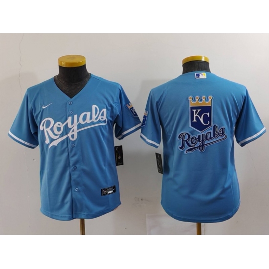 Youth Kansas City Royals Blank Light Blue Cool Base Stitched Jerseys - Ujersey