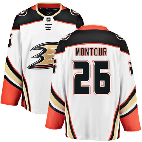 Men's Anaheim Ducks #26 Brandon Montour Fanatics Branded White Away Breakaway NHL Jersey - Ujersey