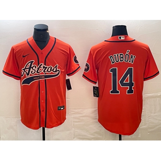Men's Houston Astros #14 Mauricio Dubon Orange Cool Base Stitched Baseball Jersey - Ujersey