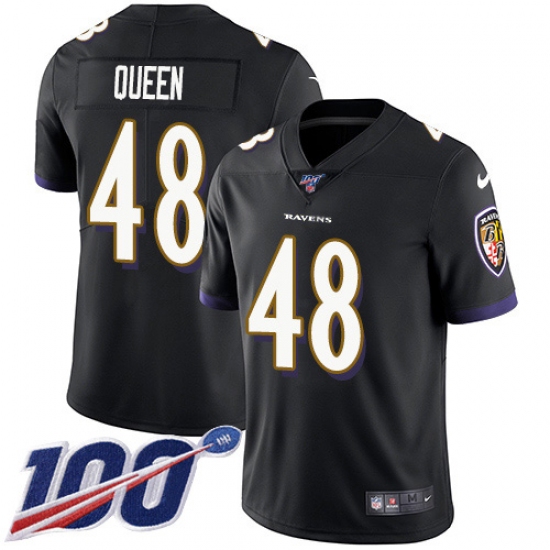 Youth Baltimore Ravens #48 Patrick Queen Black Alternate Stitched NFL 100th Season Vapor Untouchable Limited Jersey - Ujersey