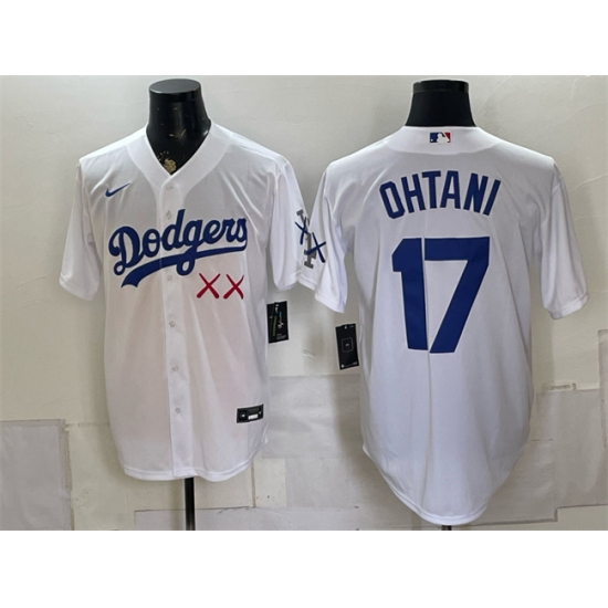 Men's Los Angeles Dodgers x KAWS #17 Shohei Ohtani White Vapor Premier Limited Stitched Baseball Jersey - Ujersey