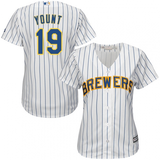 Women's Majestic Milwaukee Brewers #19 Robin Yount Replica White Alternate Cool Base MLB Jersey - Ujersey